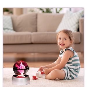 Pokeball Crystal Ball pikachu 3D Night Light Engraving Lamp for Kids 5CM